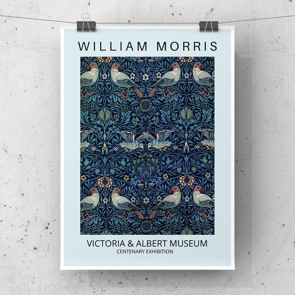 William Morris Vintage Trendy Birds Print for home decor, wall art or as gift